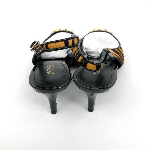 MICHAEL KORS Womens Parker Slingback Pumps 6 Tan Black Tiger Print Calf Hair NEW - Picture 8 of 11